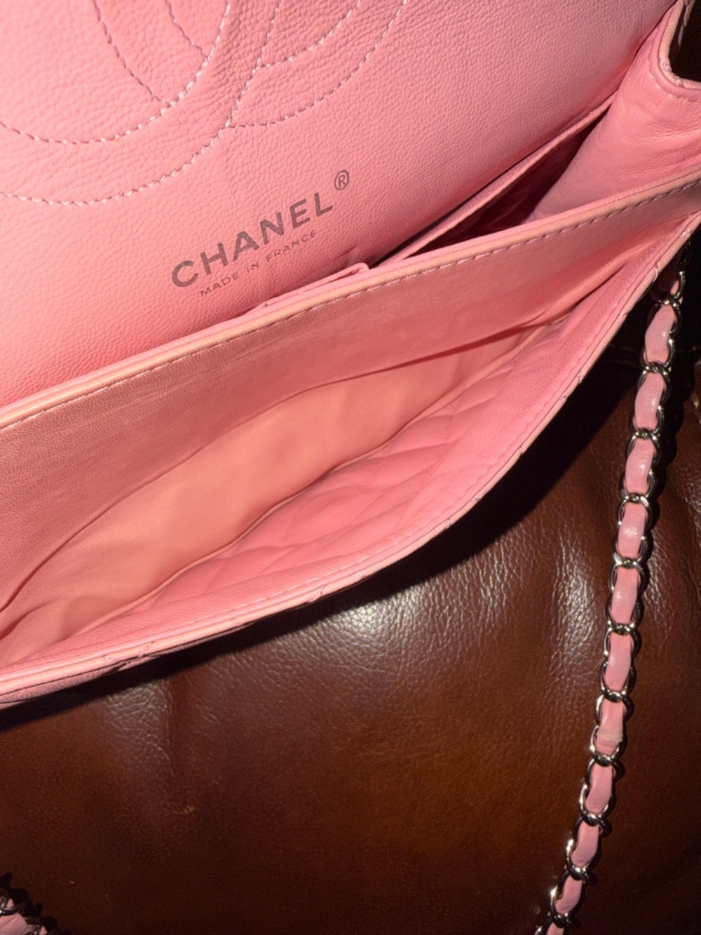 ‼️Authentic Chanel Pink Lambskin Leather Medium Classic Flap Shoulder Bag - Picture 13 of 16